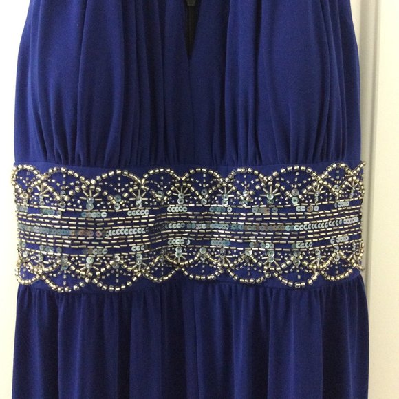 Laura Petite royal blue maxi key hole neck line dress - Picture 3 of 9